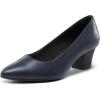 imagemysoft Womens Chunky Stacked Heel Pumps Closed Toe Dress Shoes Comfortable Slip On PumpsNavy