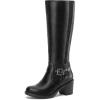 imagemysoft Womens Knee High Boots Chunky Block Heels with Side Zipper and Stretchy Elastic Panels