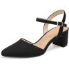 imagemysoft Womens Pumps 2 Inch Chunky Block Heel Pointed Toe Ankle Strap Slingback Wedding Party Dress ShoesBlack Nubuck