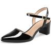 imagemysoft Womens Pumps 2 Inch Chunky Block Heel Pointed Toe Ankle Strap Slingback Wedding Party Dress ShoesBlack Patent