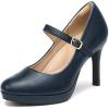 imagemysoft Womens Pumps Closed Toe Mary Jane Pumps Round Toe Platform High Heel Dress ShoesNavy