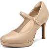 imagemysoft Womens Pumps Closed Toe Mary Jane Pumps Round Toe Platform High Heel Dress ShoesNude