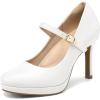 imagemysoft Womens Pumps Closed Toe Mary Jane Pumps Round Toe Platform High Heel Dress ShoesWhite