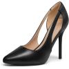 imagemysoft Womens Stiletto Heels Pumps Closed Toe 4IN Cut Out High Heels Pointed Toe Dress ShoesBlack Pu