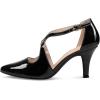 imagemysoft Womens Closed Toe Dress Shoes 3 inch Stiletto Heels Cross Strap Pointed Toe Wedding Prom Party PumpsBlack Patent