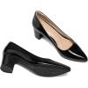 imagemysoft Womens Pointed Toe Pumps 2 Inch Chunky Block Low Heels Dressy Shoes Slip On PumpsBlack Patent