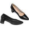 imagemysoft Womens Pointed Toe Pumps 2 Inch Chunky Block Low Heels Dressy Shoes Slip On PumpsBlack Pu