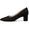 imagemysoft Womens Pointed Toe Pumps 2 Inch Chunky Block Low Heels Dressy Shoes Slip On PumpsBlack Suede