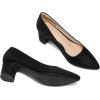 imagemysoft Womens Pointed Toe Pumps 2 Inch Chunky Block Low Heels Dressy Shoes Slip On PumpsBlack Suede