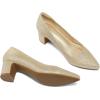 imagemysoft Womens Pointed Toe Pumps 2 Inch Chunky Block Low Heels Dressy Shoes Slip On PumpsGold