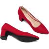 imagemysoft Womens Pointed Toe Pumps 2 Inch Chunky Block Low Heels Dressy Shoes Slip On PumpsRed