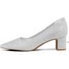 imagemysoft Womens Pointed Toe Pumps 2 Inch Chunky Block Low Heels Dressy Shoes Slip On PumpsSilver