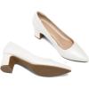 imagemysoft Womens Pointed Toe Pumps 2 Inch Chunky Block Low Heels Dressy Shoes Slip On PumpsWhite