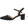 imagemysoft Womens Pumps 2 Inch Chunky Block Heel Pointed Toe Ankle Strap Slingback Wedding Party Dress ShoesBlack Nubuck