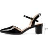 imagemysoft Womens Pumps 2 Inch Chunky Block Heel Pointed Toe Ankle Strap Slingback Wedding Party Dress ShoesBlack Patent