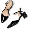 imagemysoft Womens Pumps 2 Inch Chunky Block Heel Pointed Toe Ankle Strap Slingback Wedding Party Dress ShoesBlack Patent