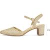 imagemysoft Womens Pumps 2 Inch Chunky Block Heel Pointed Toe Ankle Strap Slingback Wedding Party Dress ShoesGold Glitter