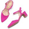 imagemysoft Womens Pumps 2 Inch Chunky Block Heel Pointed Toe Ankle Strap Slingback Wedding Party Dress ShoesHot Pink Suede