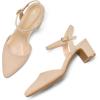 imagemysoft Womens Pumps 2 Inch Chunky Block Heel Pointed Toe Ankle Strap Slingback Wedding Party Dress ShoesNude Nubuck