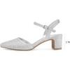 imagemysoft Womens Pumps 2 Inch Chunky Block Heel Pointed Toe Ankle Strap Slingback Wedding Party Dress ShoesSilver Glitter