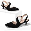 imagemysoft Womens Pumps 2 inch Low Heel Pointed Toe Slingback Wedding Party Dress ShoesBlack