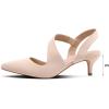 imagemysoft Womens Pumps 2 inch Low Heel Pointed Toe Slingback Wedding Party Dress ShoesNude