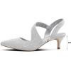 imagemysoft Womens Pumps 2 inch Low Heel Pointed Toe Slingback Wedding Party Dress ShoesSilver