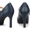 imagemysoft Womens Pumps Closed Toe Mary Jane Pumps Round Toe Platform High Heel Dress ShoesNavy