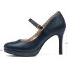 imagemysoft Womens Pumps Closed Toe Mary Jane Pumps Round Toe Platform High Heel Dress ShoesNavy
