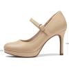 imagemysoft Womens Pumps Closed Toe Mary Jane Pumps Round Toe Platform High Heel Dress ShoesNude