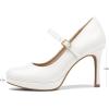 imagemysoft Womens Pumps Closed Toe Mary Jane Pumps Round Toe Platform High Heel Dress ShoesWhite