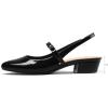 imagemysoft Womens Slingback Mary Jane Pumps Block Low Heel Adjustable Buckle Dress ShoesBlack Patent