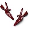 imagemysoft Womens Slingback Mary Jane Pumps Block Low Heel Adjustable Buckle Dress ShoesBurgundy Patent