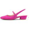 imagemysoft Womens Slingback Mary Jane Pumps Block Low Heel Adjustable Buckle Dress ShoesHot Pink Suede