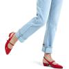 imagemysoft Womens Slingback Mary Jane Pumps Block Low Heel Adjustable Buckle Dress ShoesRed Patent