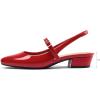 imagemysoft Womens Slingback Mary Jane Pumps Block Low Heel Adjustable Buckle Dress ShoesRed Patent