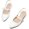 imagemysoft Womens Slingback Mary Jane Pumps Block Low Heel Adjustable Buckle Dress ShoesWhite Pu