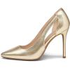 imagemysoft Womens Stiletto Heels Pumps Closed Toe 4IN Cut Out High Heels Pointed Toe Dress ShoesGold Pu