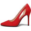 imagemysoft Womens Stiletto Heels Pumps Closed Toe 4IN Cut Out High Heels Pointed Toe Dress ShoesRed Suede