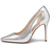 imagemysoft Womens Stiletto Heels Pumps Closed Toe 4IN Cut Out High Heels Pointed Toe Dress ShoesSilver Pu