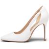 imagemysoft Womens Stiletto Heels Pumps Closed Toe 4IN Cut Out High Heels Pointed Toe Dress ShoesWhite Pu