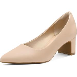 imagemysoft Womens Pointed Toe Pumps 2 Inch Chunky Block Low Heels Dressy Shoes Slip On PumpsNude