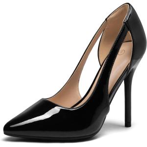 imagemysoft Womens Stiletto Heels Pumps Closed Toe 4IN Cut Out High Heels Pointed Toe Dress ShoesBlack Patent