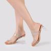 imagemysoft Clear Heels for Women Transparent Two Strap Block Chunky Square Heel Sandals Open Toe Slip On Dress Sandals Clear size 8