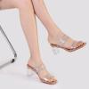 imagemysoft Clear Heels for Women Transparent Two Strap Block Chunky Square Heel Sandals Open Toe Slip On Dress Sandals Clear size 8