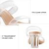 imagemysoft Clear Heels for Women Transparent Two Strap Block Chunky Square Heel Sandals Open Toe Slip On Dress Sandals Clear size 8