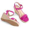 imagemysoft Womens Platform Espadrille Wedge Sandals Square Open Toe Ankle Strap Buckle Casual Summer Dressy SandalsHot Pink