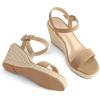 imagemysoft Womens Platform Espadrille Wedge Sandals Square Open Toe Ankle Strap Buckle Casual Summer Dressy SandalsKhaki
