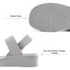 imagemysoft Womens Platform Wedges Sandals Slingback Lightweight Elastic Ankle Strap Low Wedges Walking Sandals Comfortable Slip On Casual ShoesGrey
