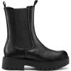 imagemysoft Womens Chelsea Boots Mid Calf Lug Sole Platform Chunky Heel Slip On Combat Fall Ankle BootiesBlack